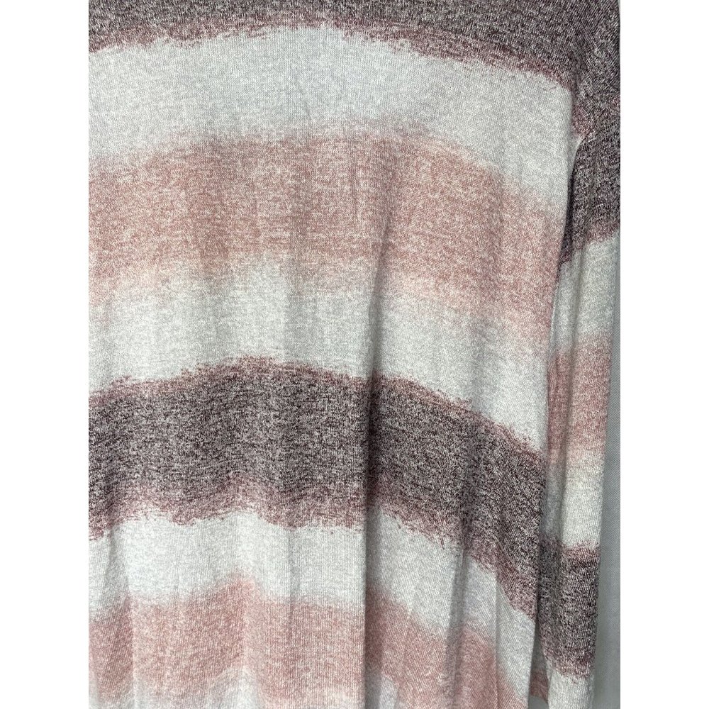Lane Bryant Women’s Sweater Swing Top Striped White Pink Brown Knit Size 18/20 - Picture 3 of 11